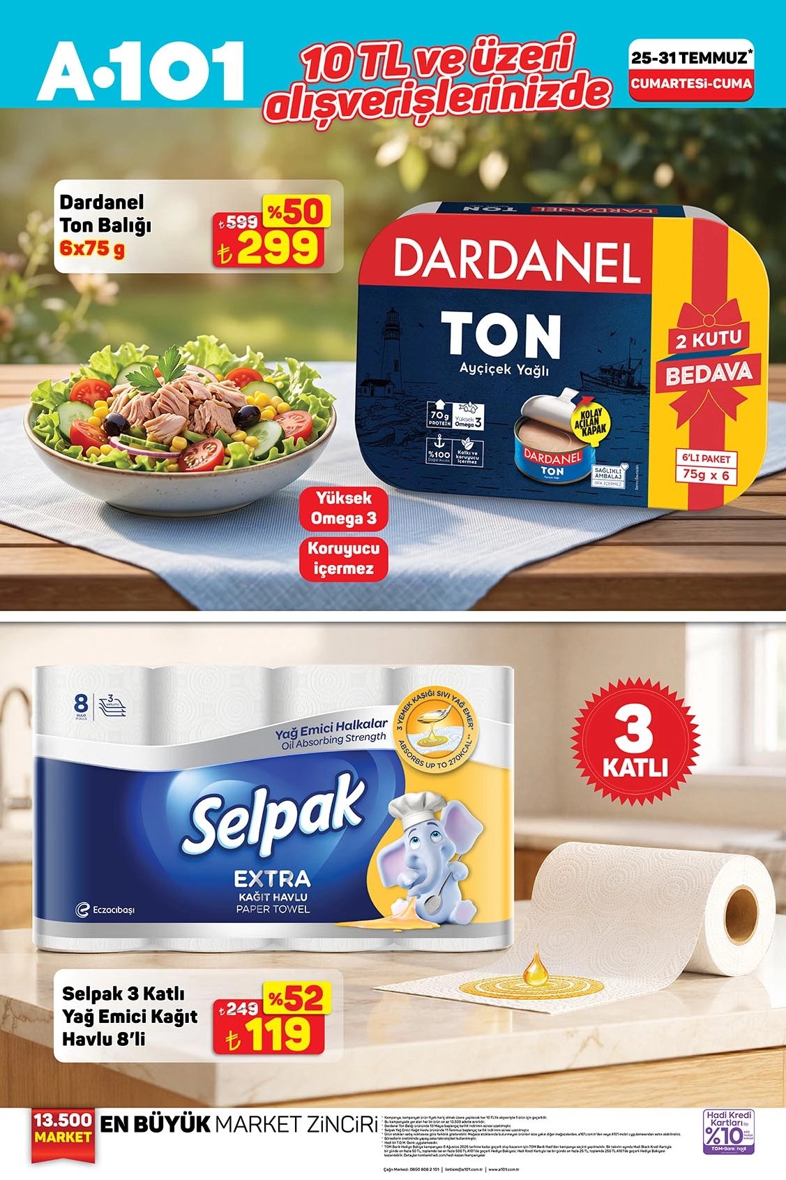 A101 · 10 TL ve Üzeri · Sayfa 1 (25-31 Temmuz)