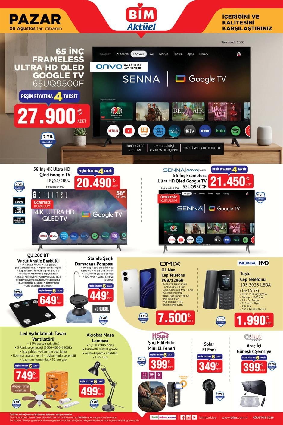 BİM · Aktüel · 09 Ağustos Pazar · Sayfa 1