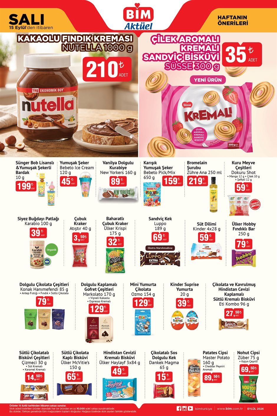 BİM · Aktüel · 15 Eylül Salı