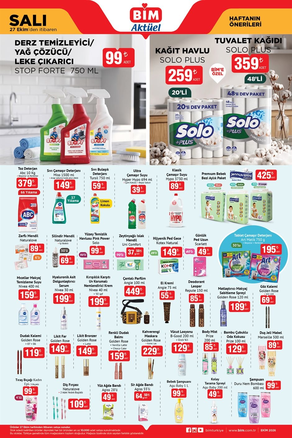 BİM · Aktüel · 27 Ekim Salı