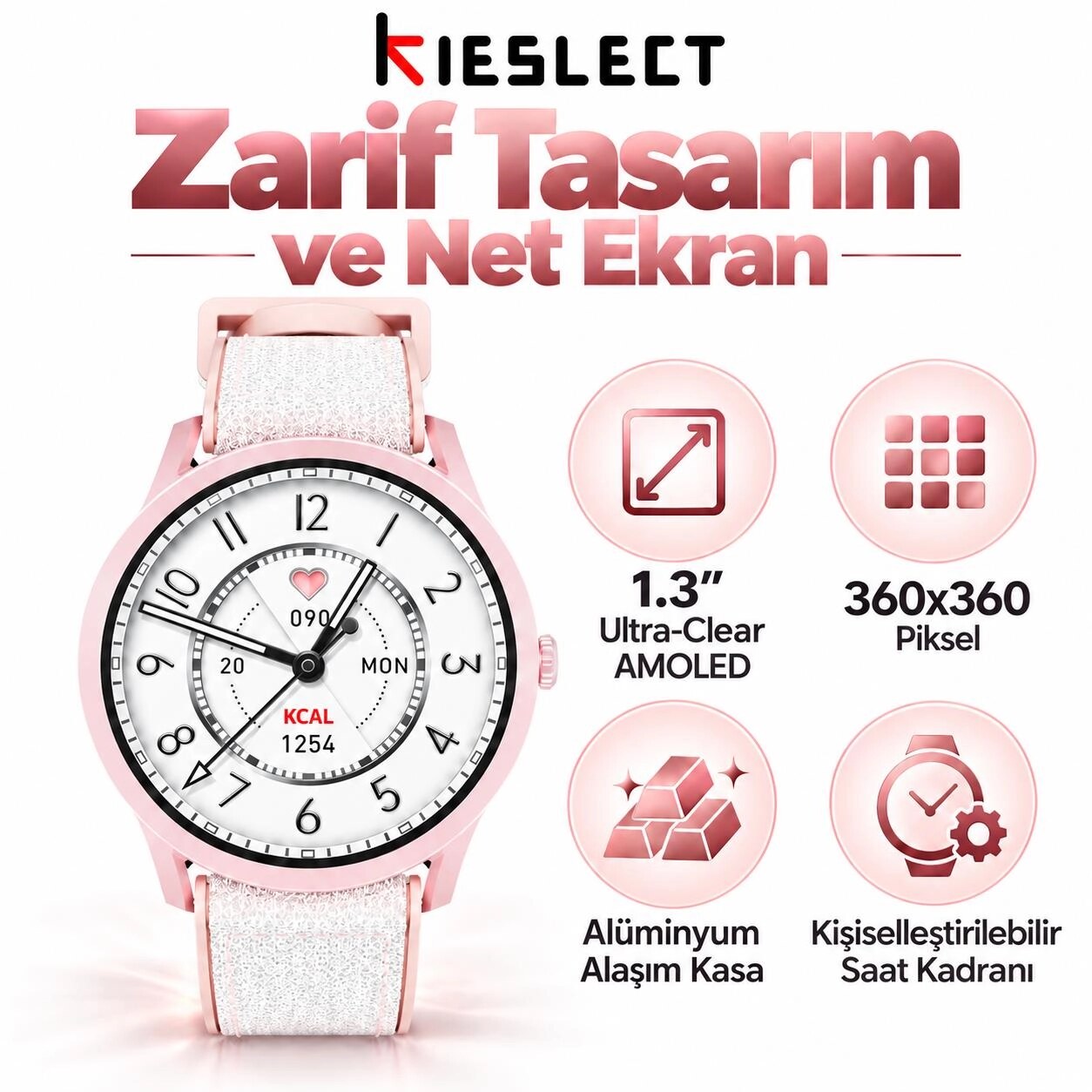 Kieslect Lora Akıllı Saat Pembe
