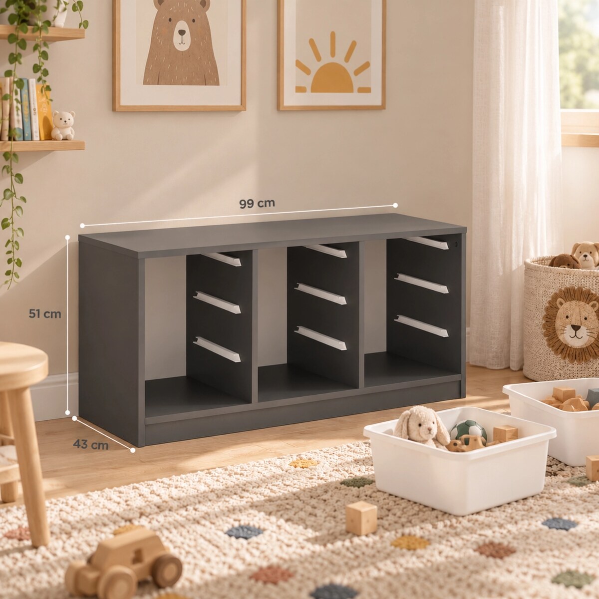 Arles Home 9 Sepetli Oyuncak Dolabı Antrasit
