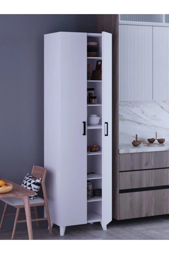 Kzy Mobilya 8 Raflı 2 Kapaklı 16R Çok Amaçlı Dolap Beyaz