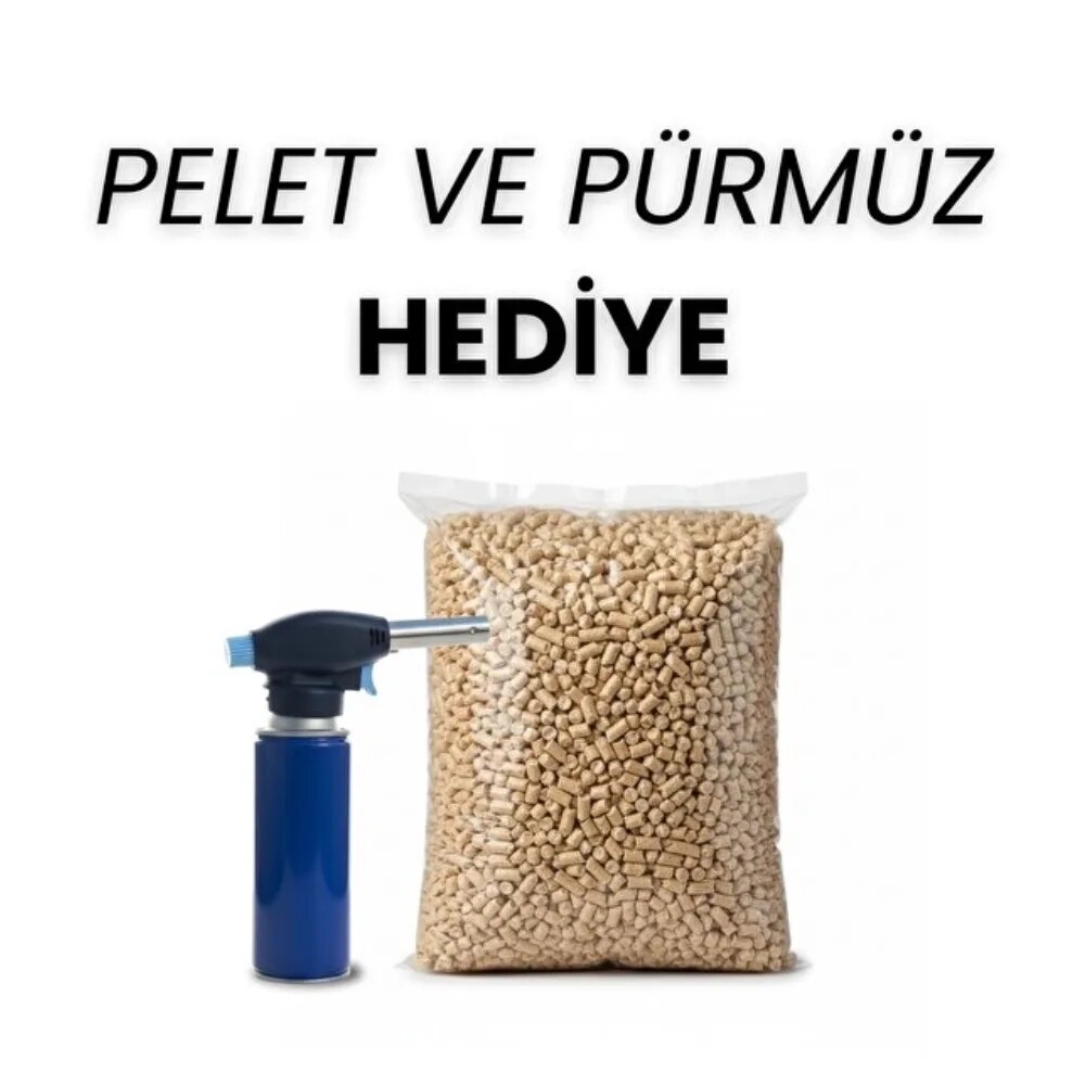 Kamp Ayısı® Mini Roket™ Camlı Pelet Sobası Pürmüz ve Pelet Hediyeli
