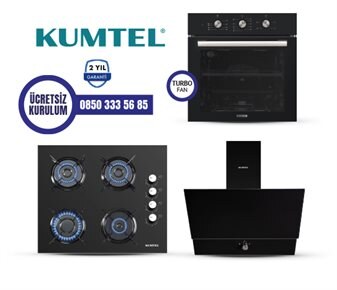 KUMTEL SİYAH TURBO CAM ANKASTRE SET