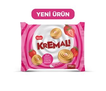 SÜSSE ÇİLEK AROMALI KREMALI SANDVİÇ BİSKÜVİ