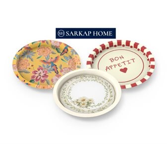 Sarkap Home Desenli Yuvarlak Metal Tepsi ~35 cm