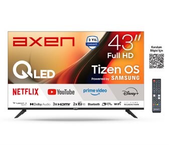 Axen 43 İNÇ FRAMELESS FULL HD TIZEN OS SMART QLED TV AX43QFMLN-T08I