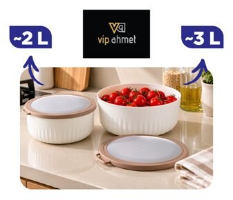 Vip Ahmet Vakumlu Yuvarlak Saklama Kabı ~2 L