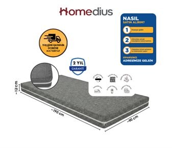 HOMEDIUS ECOSLEEP TEK KİŞİLİK KILIFLI SÜNGER YATAK
