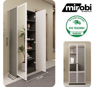 Mirobi 2 KAPAKLI 6 BÖLMELİ AYNALI ÇOK AMAÇLI DOLAP