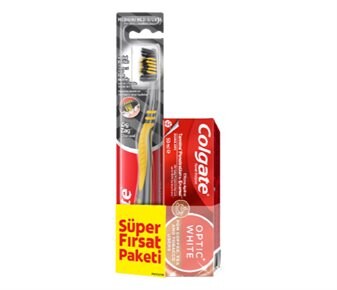 Colgate Diş Macunu Optic White 50 ml + Super Clean Black Diş Fırçası
