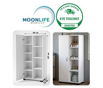 Moon Life SILVA TEK KAPAKLI RAFLI ÇOK AMAÇLI DOLAP