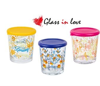 Glass in Love Desenli Cam Saklama Kabı ~360 ml