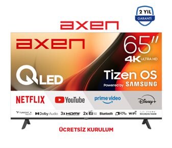 Axen 65 İNÇ FRAMELESS ULTRA HD Tizen OS SMART QLED TV AX65QUMLN-T08I