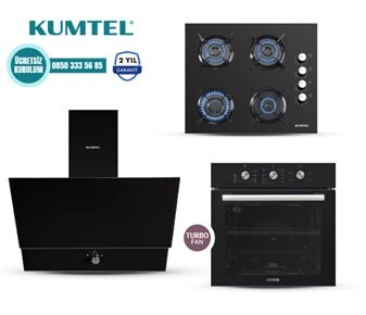 Kumtel SİYAH TURBO CAM ANKASTRE SET