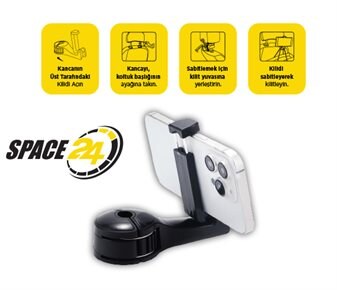 Space24 2 in 1 Araç İçi Telefon Tutucu ve Askılık