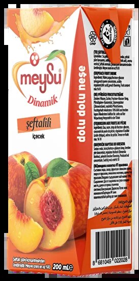 Meysu Dinamik Şeftali Meyveli İçecek 200 ml 27'li