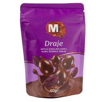 Migros Sütlü Çikolata Kaplı Kuru Üzümlü Draje 60 G