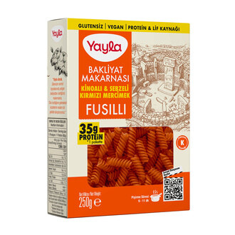 Yayla Glutensiz Kinoa ve Sebze Kırmızı Mercimek Fusilli 250 G