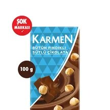 Karmen Bütün Fındıklı Sütlü Çikolata 100 g